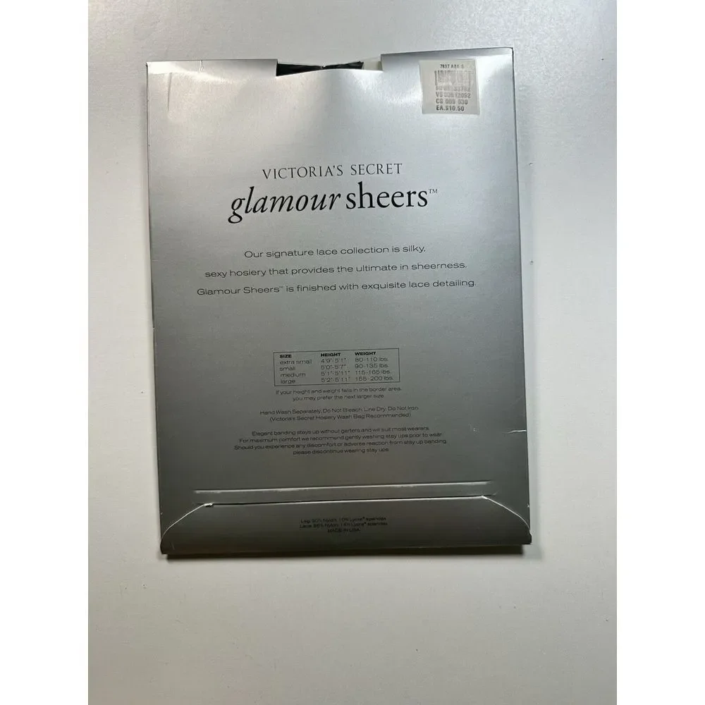 Victorias Secret Glamour Sheers Lace Top Thigh‎ Highs Almost Black Small
